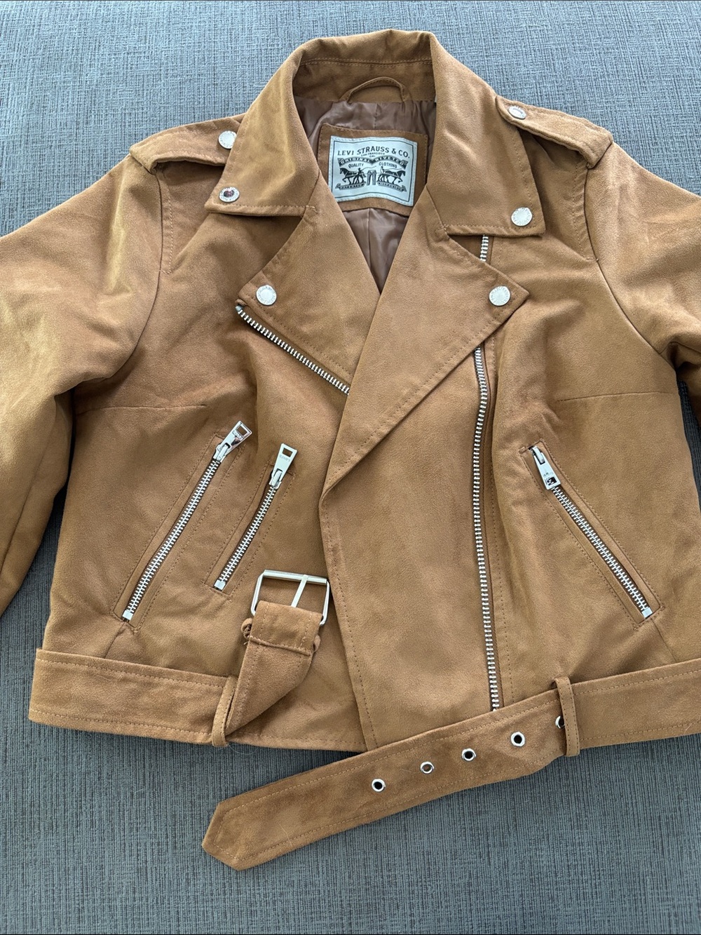 Levi's Women's Tan Suede Moto Jacket with Belt